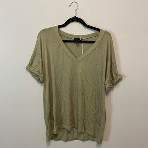 NWT Lumiere Oversized V Neck Sage Olive Green T-Shirt